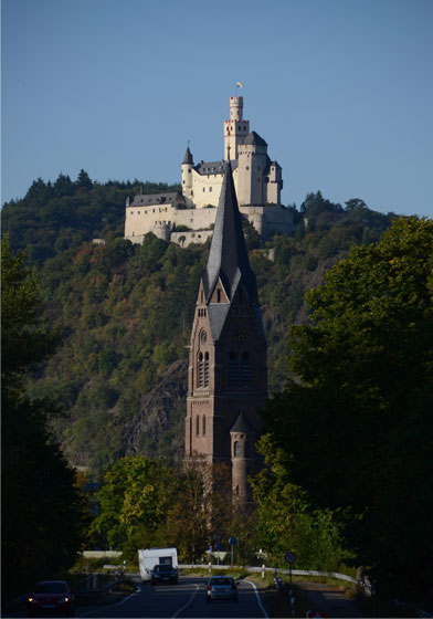 Castle and church, Rhine region.